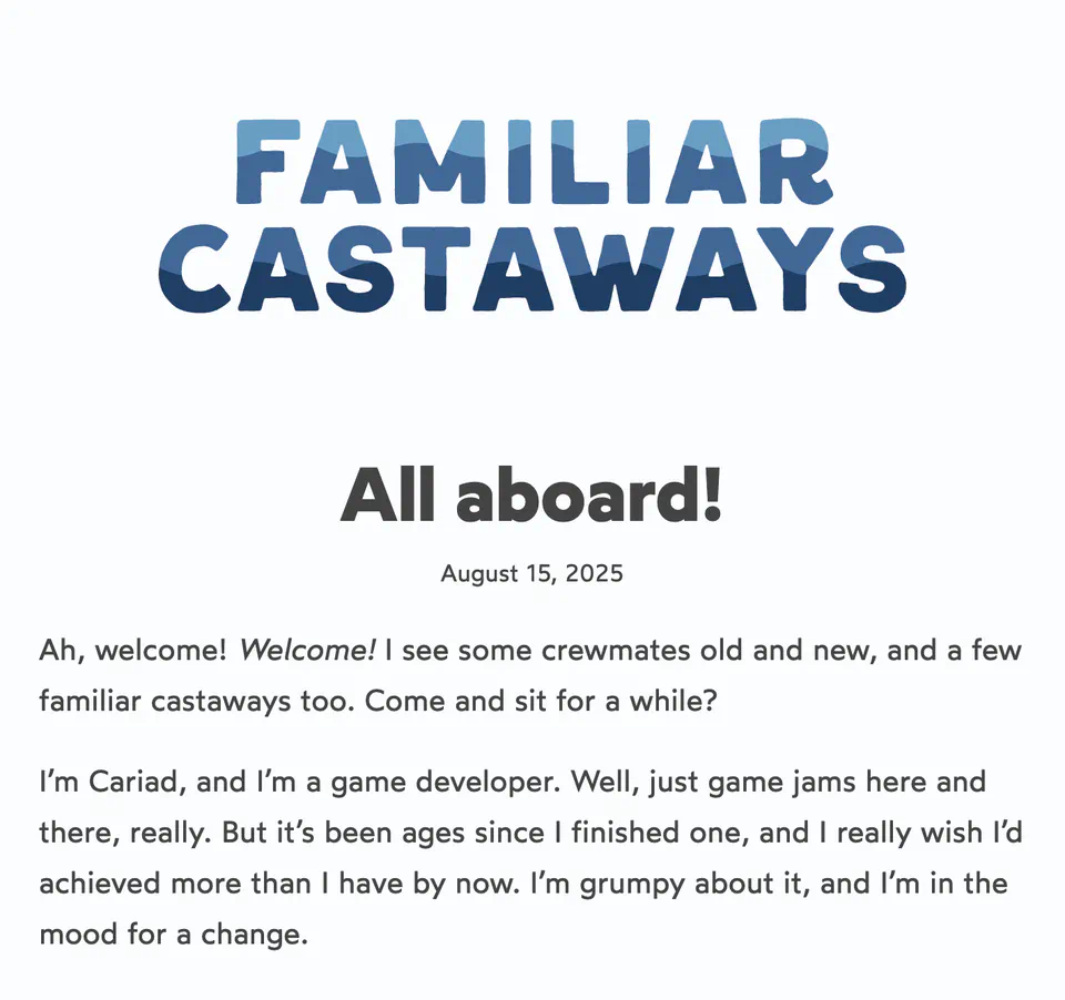 Screenshot of this website as of 25th August 2025. The site title is presented in large, blue text.