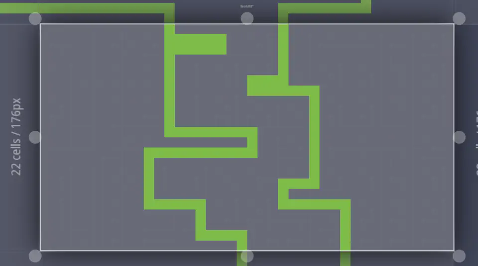 A screenshot of a tiled platformer layout in LDtk. The room is a tower running from top to bottom.